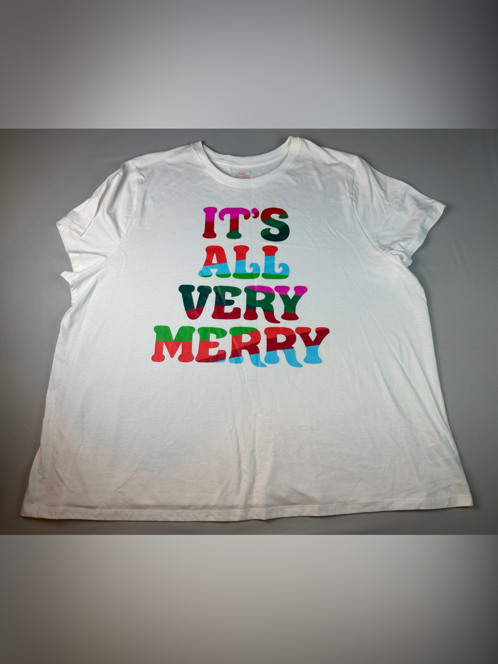 Wondershop Women’s White Tee 2X XXL "It's All Very Merry" Christmas Holiday